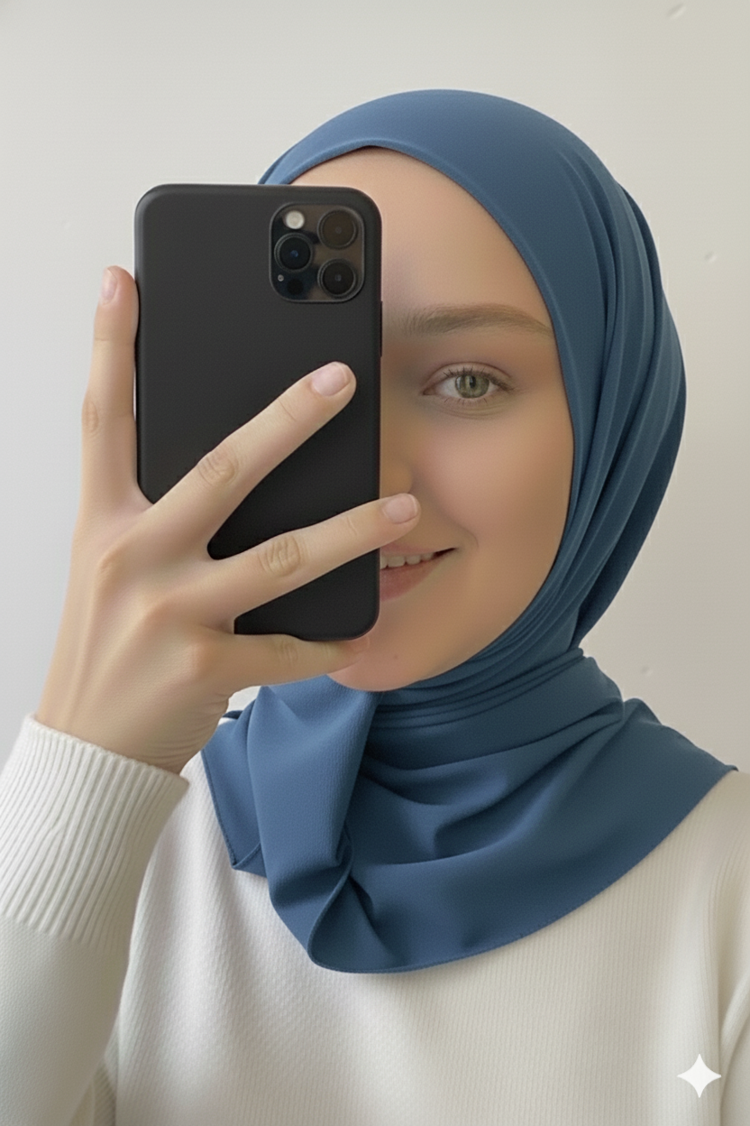 Cagoule modale à enfiler bleu jeans