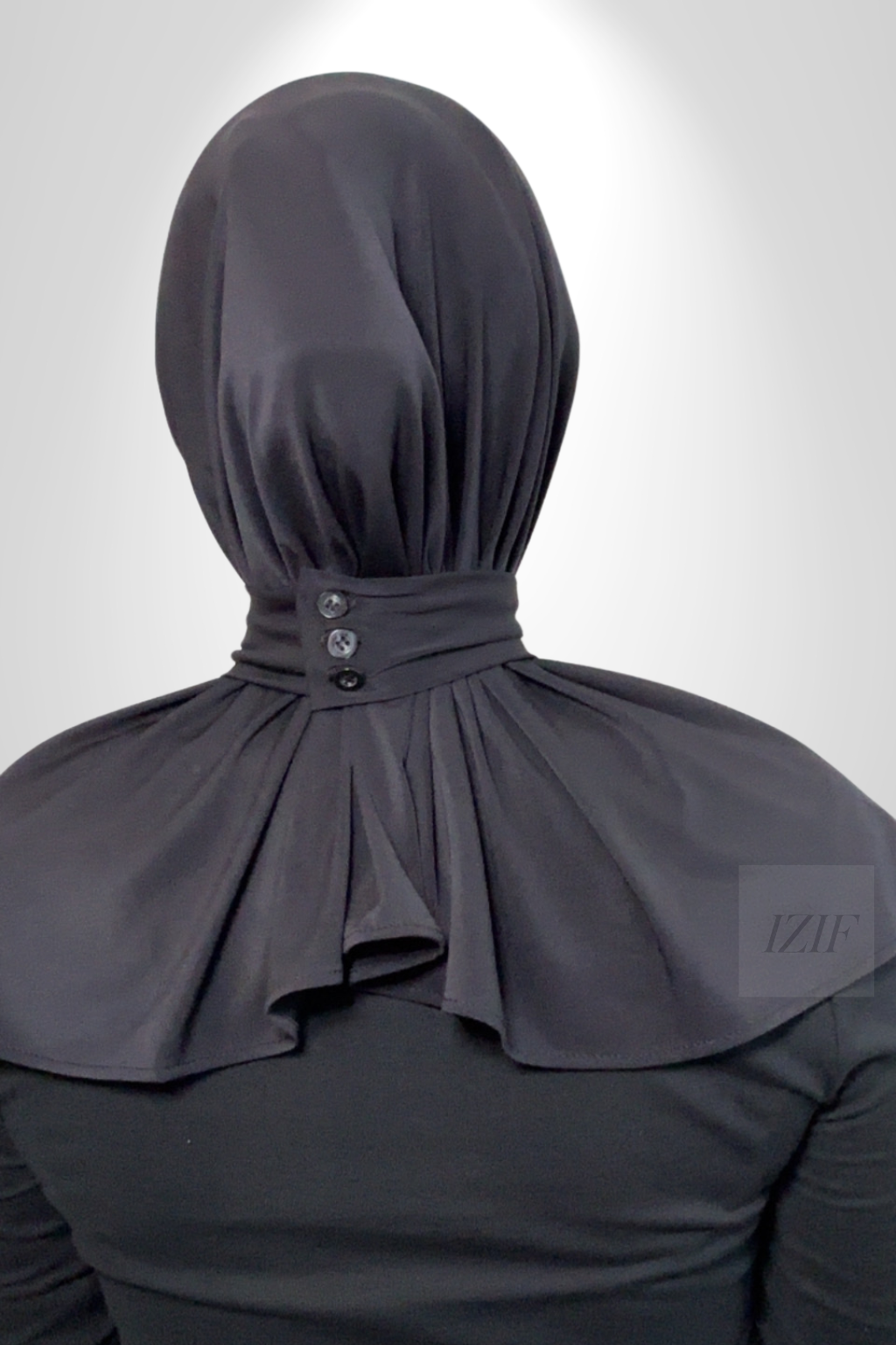 Cagoule Boutonné noir - Izifhijab