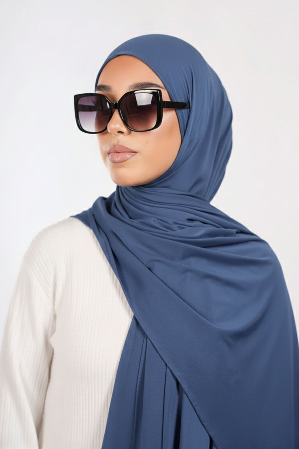 Hijab jersey liquide bleu jeans - Izifhijab