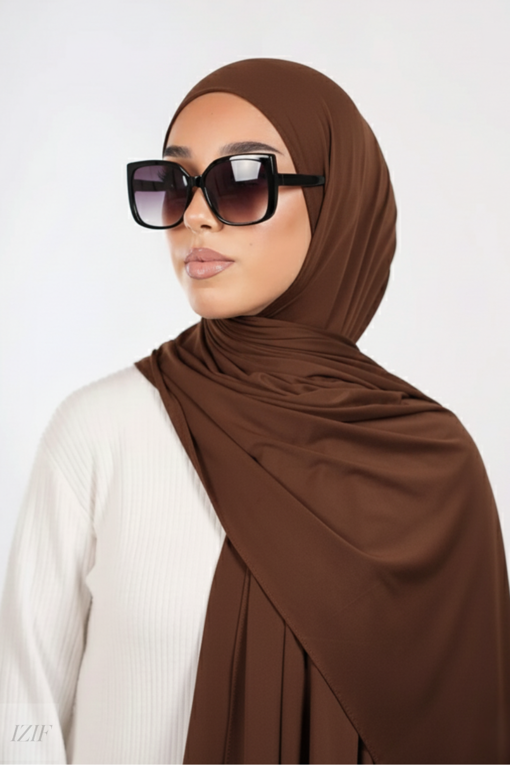 Hijab jersey liquide brun chocolat