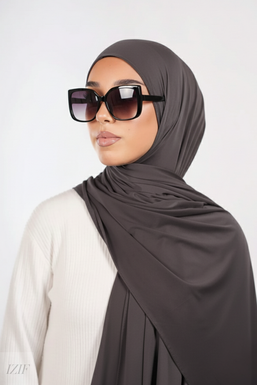 Hijab jersey liquide gris souris - Izifhijab