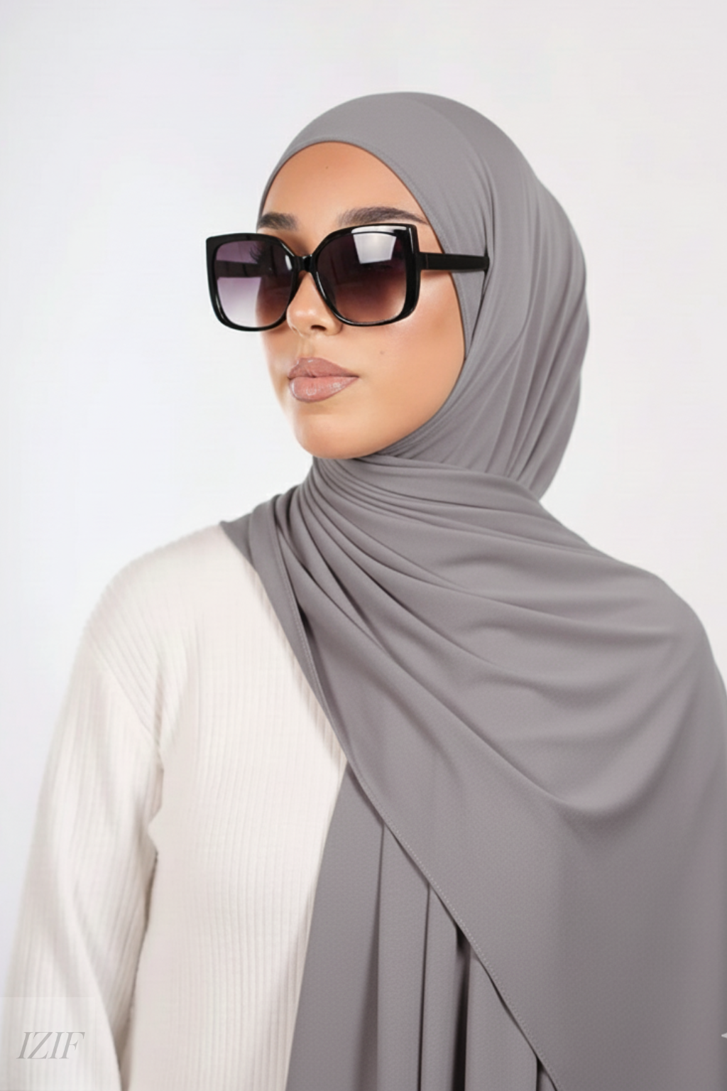 Hijab jersey  liquide gris claire