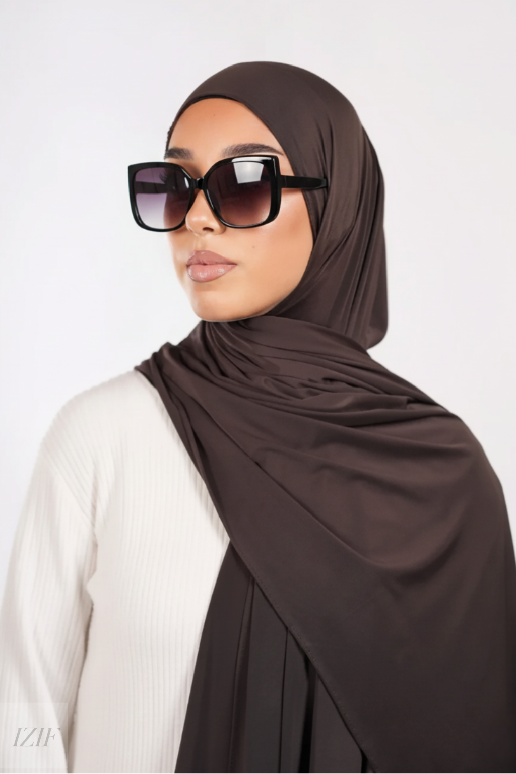 Hijab jersey liquide brun marron - Izifhijab