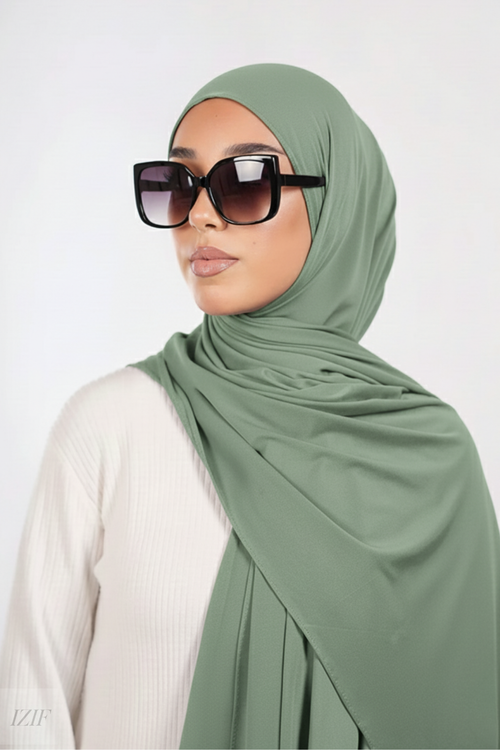 Hijab jersey liquide vert sauge - Izifhijab