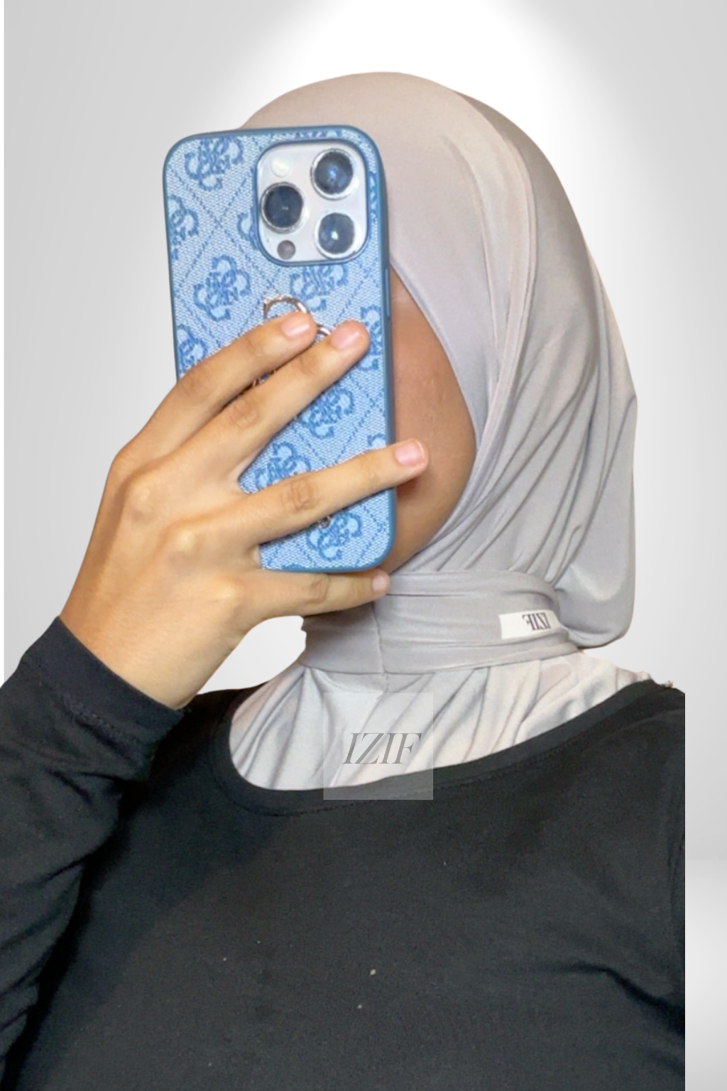 Cagoule Boutonné gris claire - Izifhijab