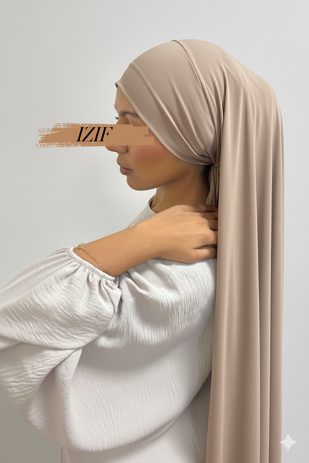 hijab jersey premium à enfiler beige