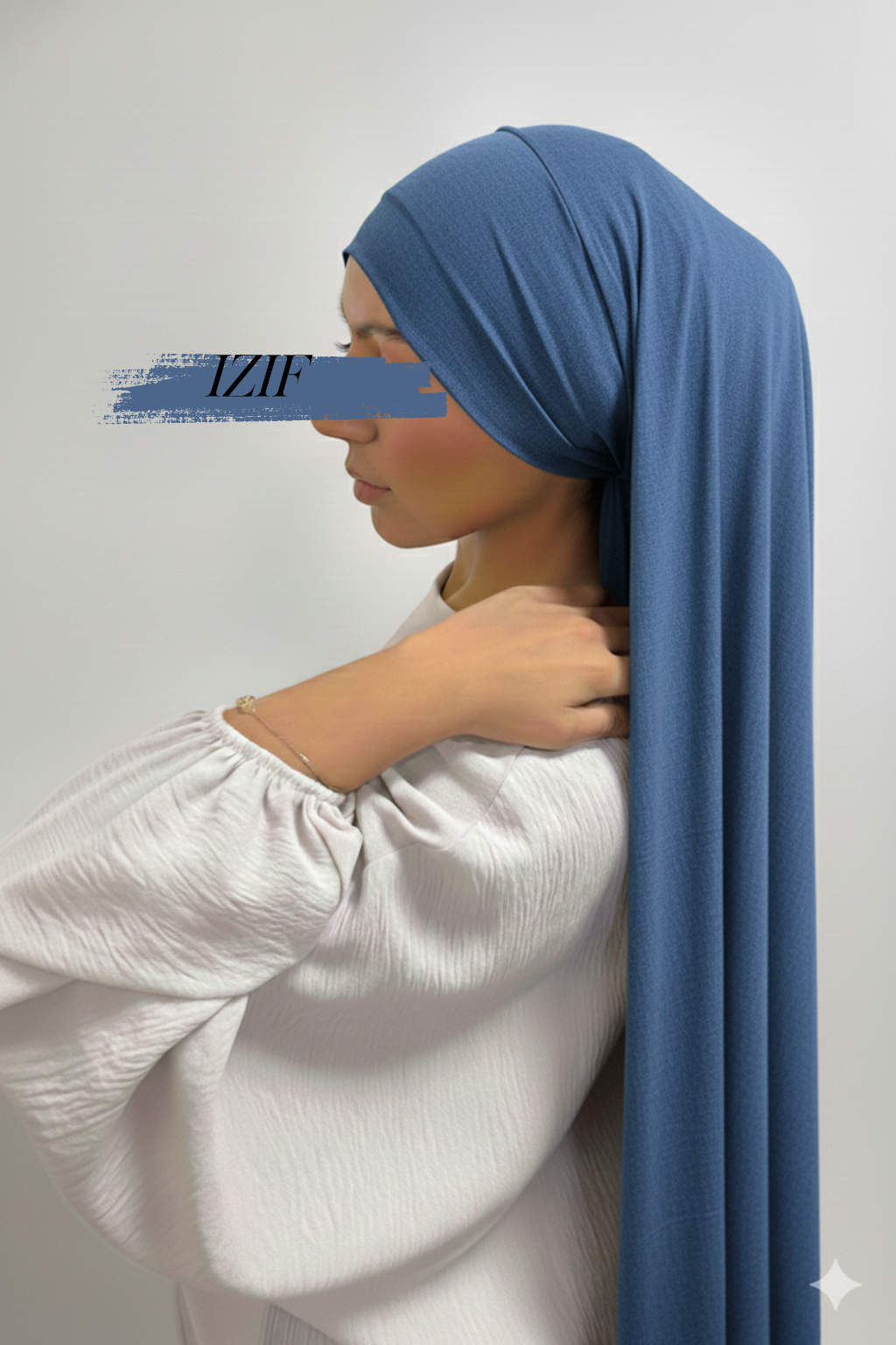 Hijab à enfile bleu jeans - Izifhijab