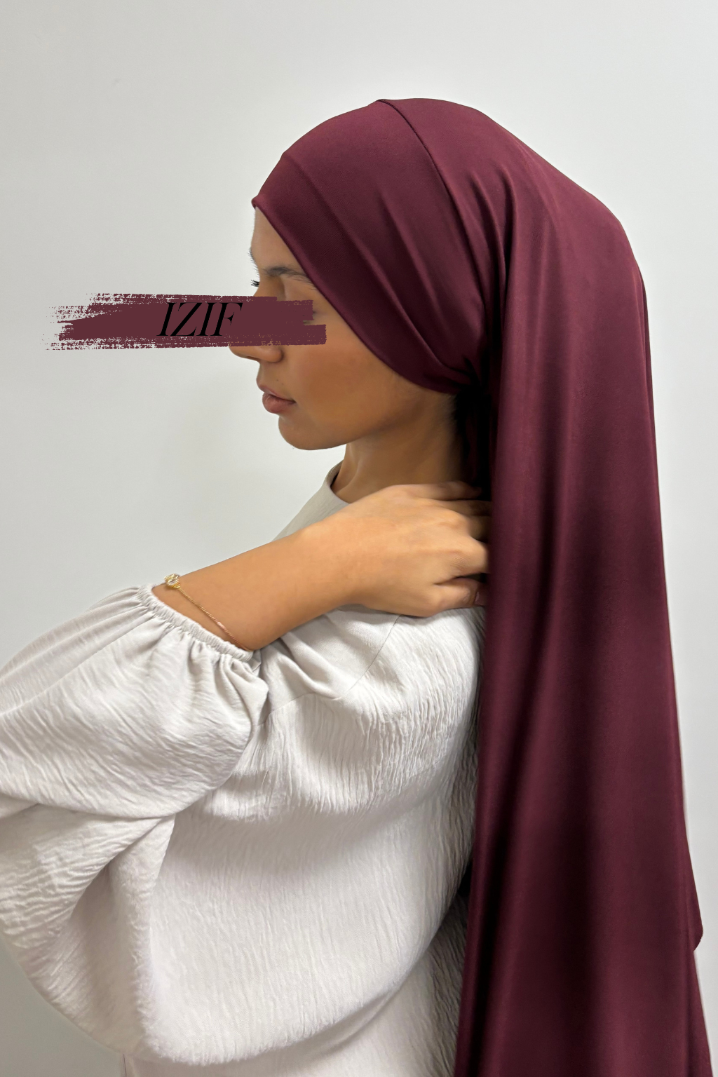 Hijab jersey premium à enfile bordeaux