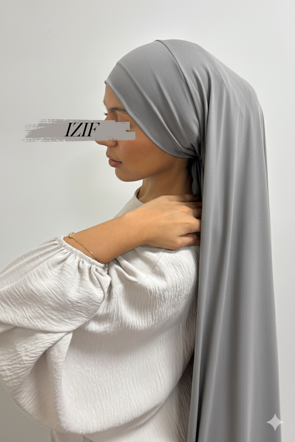 hijab à enfiler gris clair - Izifhijab