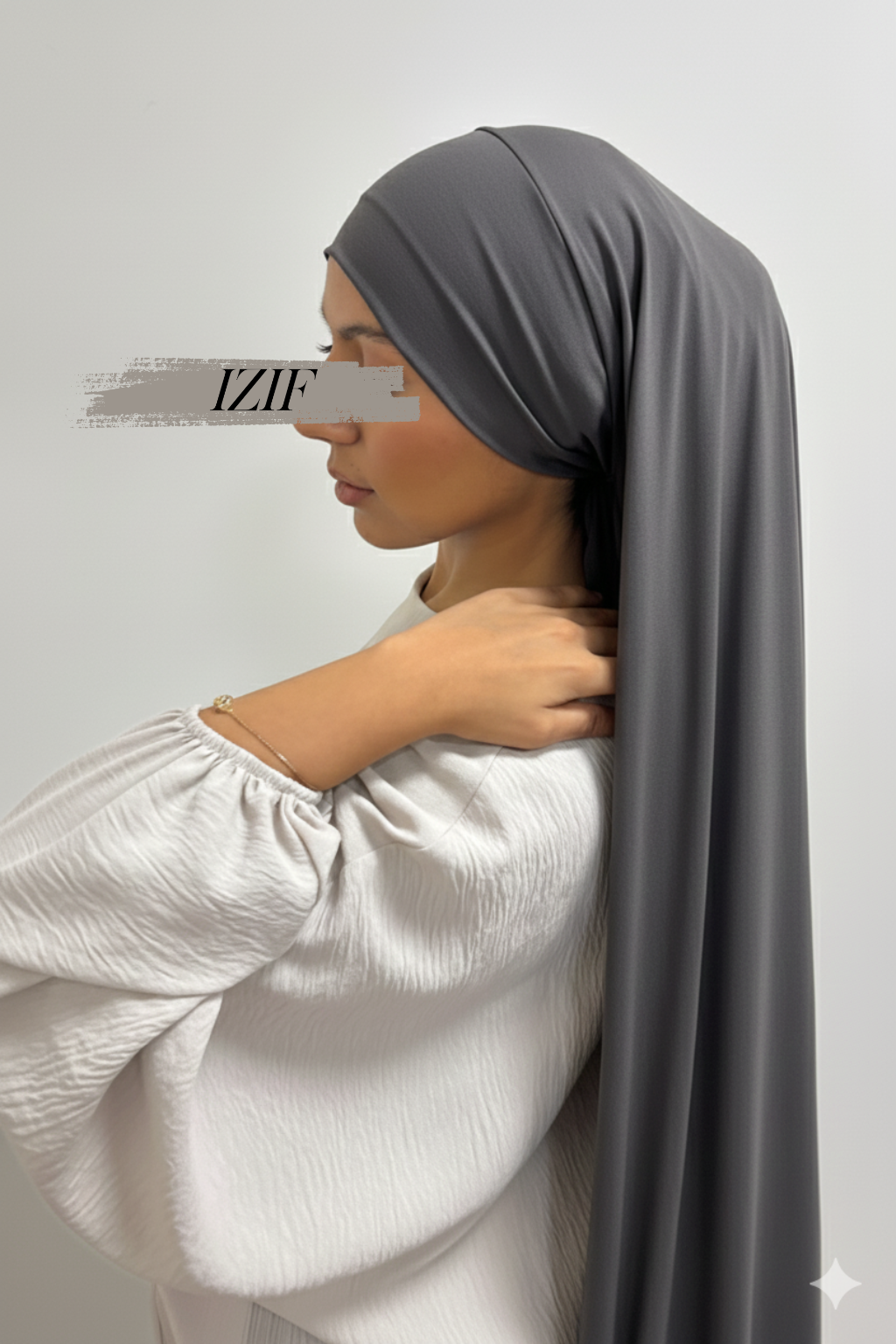 Hijab à enfiler gris souris - Izifhijab
