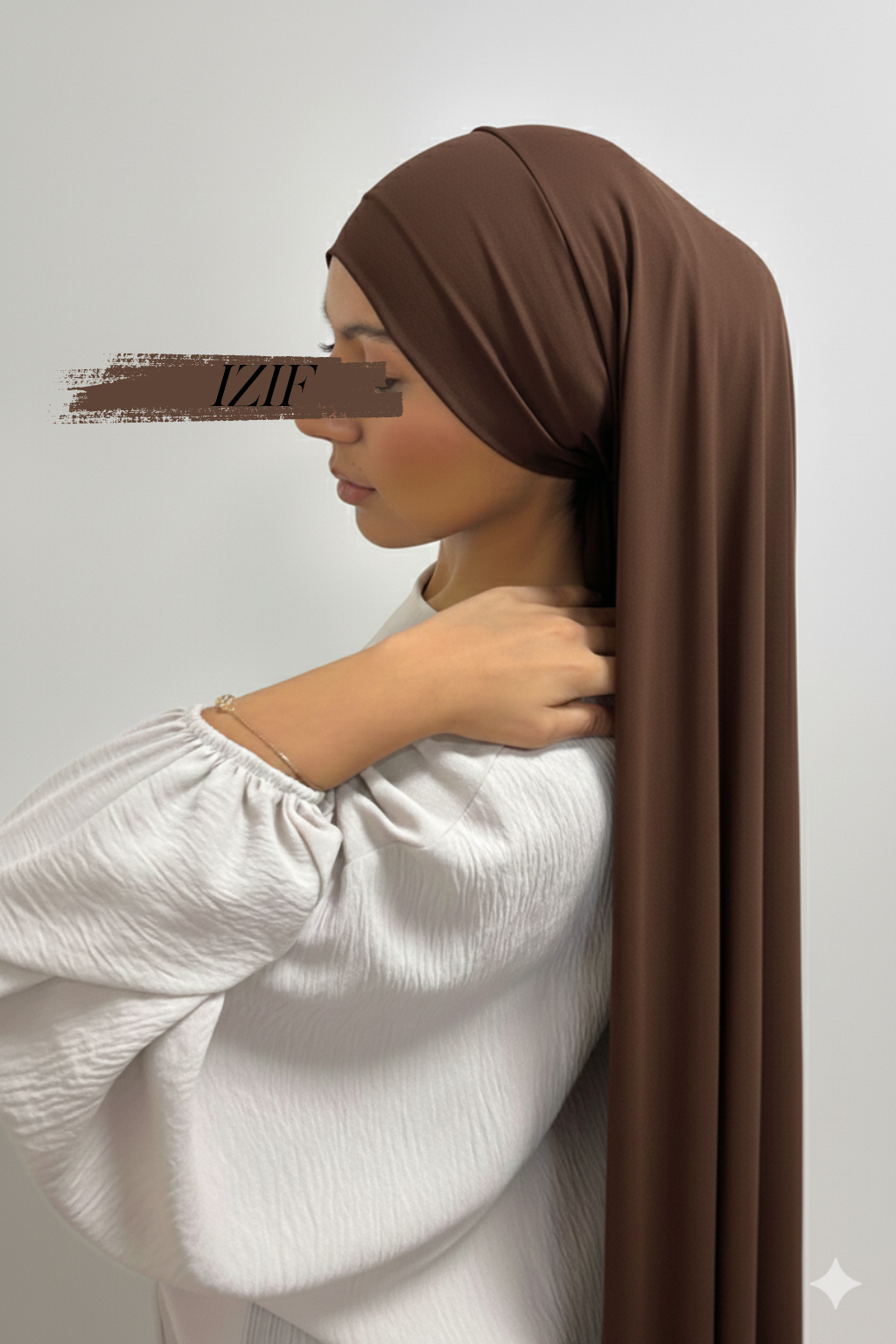 hijab à enfiler premium marron - Izifhijab