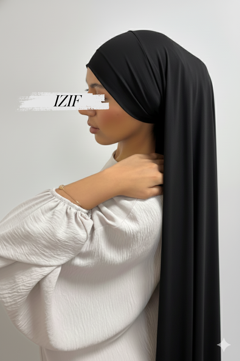 hijab jersey premium à enfiler noir