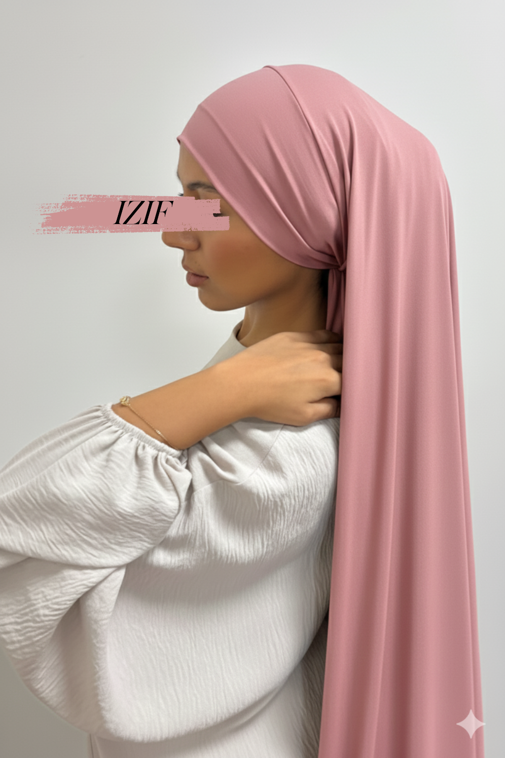 hijab jersey premium à enfiler rose