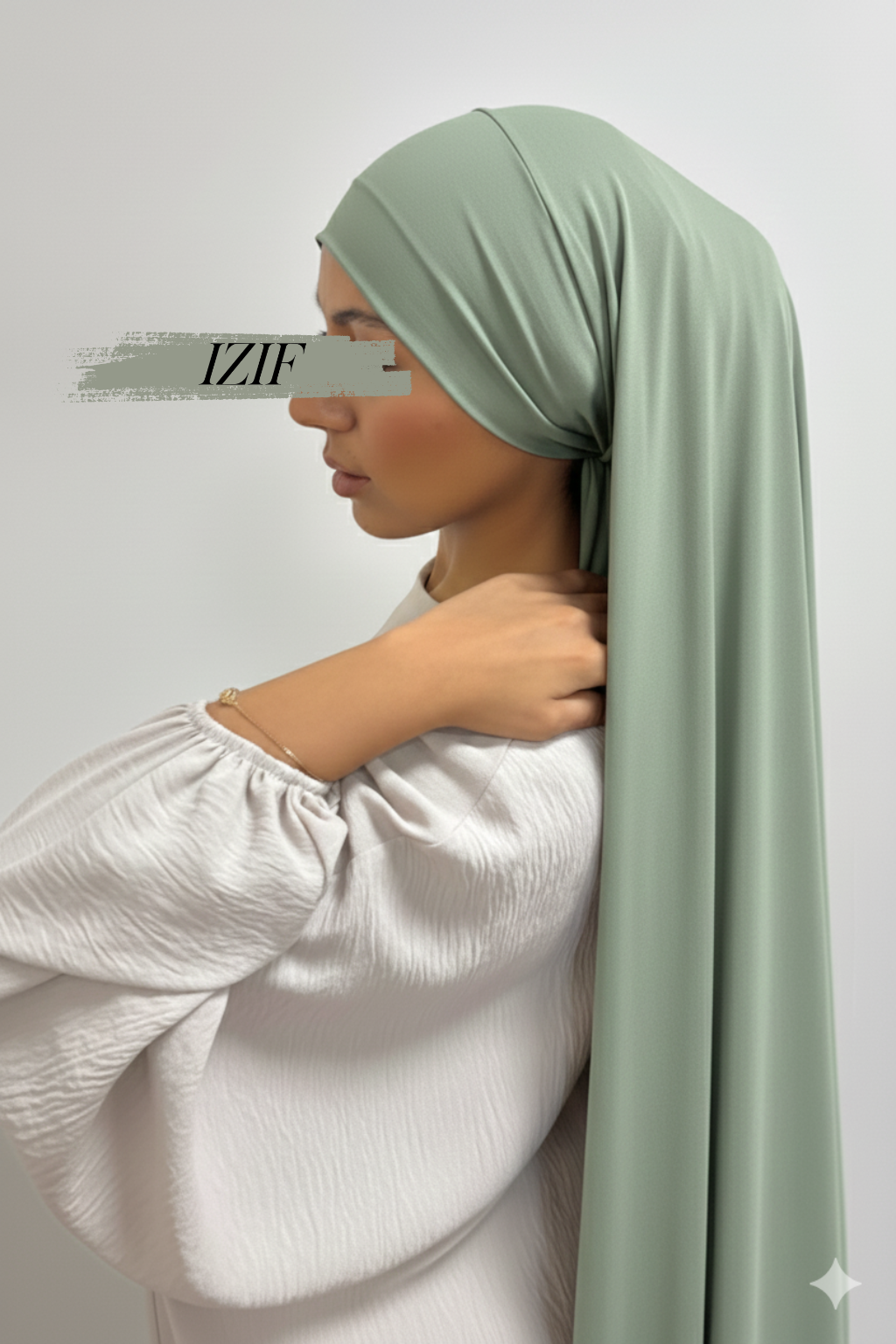 Hijab à enfiler sauge - Izifhijab