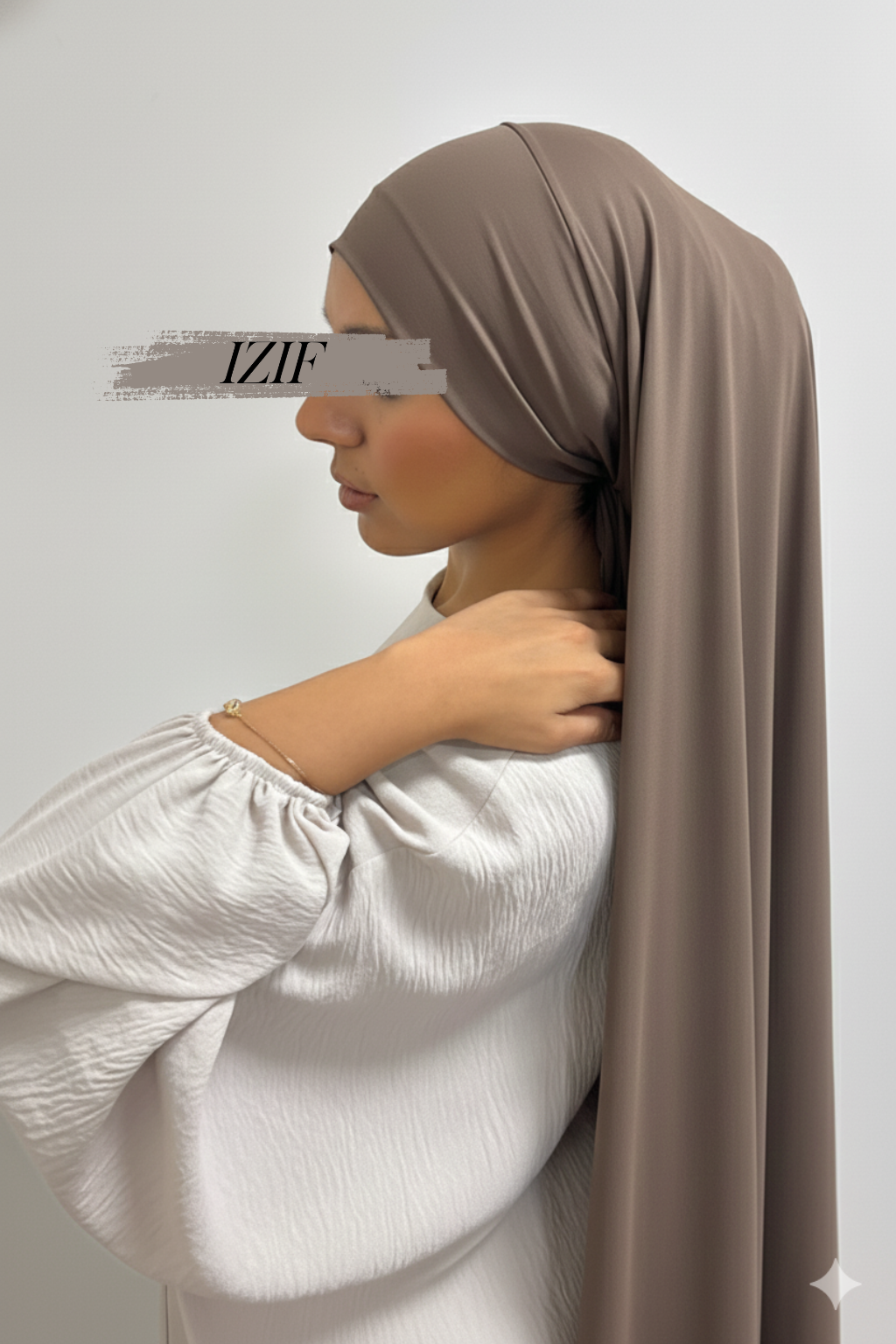 hijab jersey premium à enfiler Taupe - Izifhijab